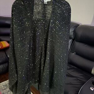 Avenue Black Sequin Mesh Top